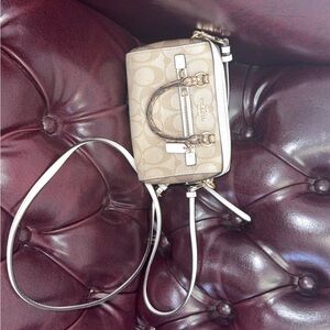 Coach Beige and White Crossbody Bag